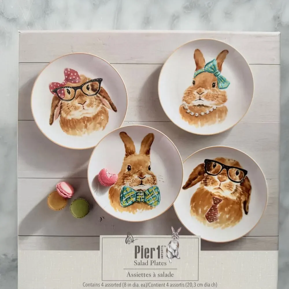 Pier 1 Bunny Face Easter Plate 4pc 8
